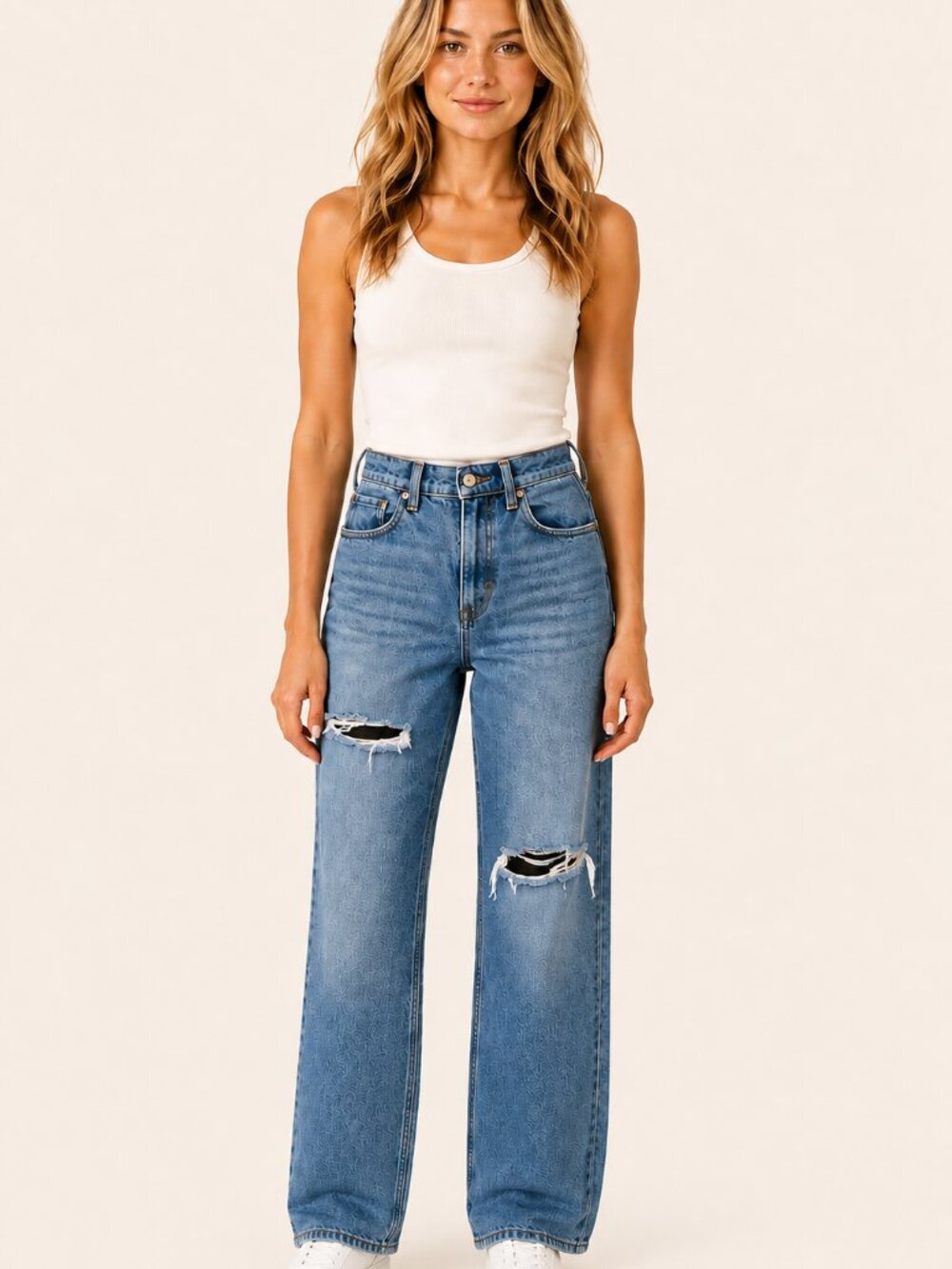 Abercrombie & Fitch Straight Leg Distressed High Rise Blue Jeans Size 2S 26